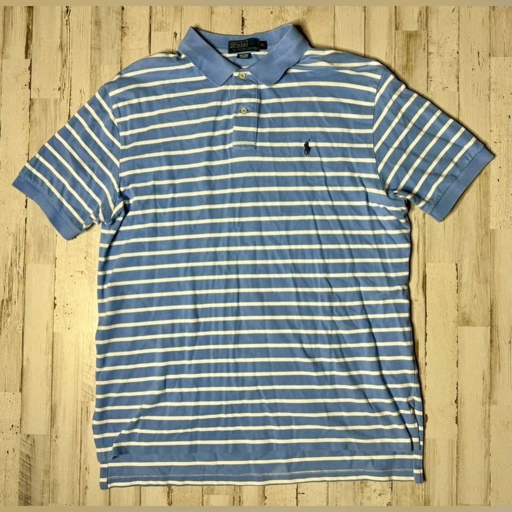 Polo Ralph Lauren Shirt Mens XL Blue/White Stripe Pony Preppy